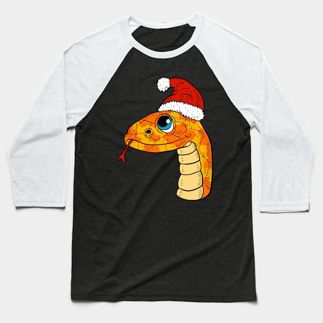 Christmas snake. yellow santa python. Baseball T-Shirt by JJadx